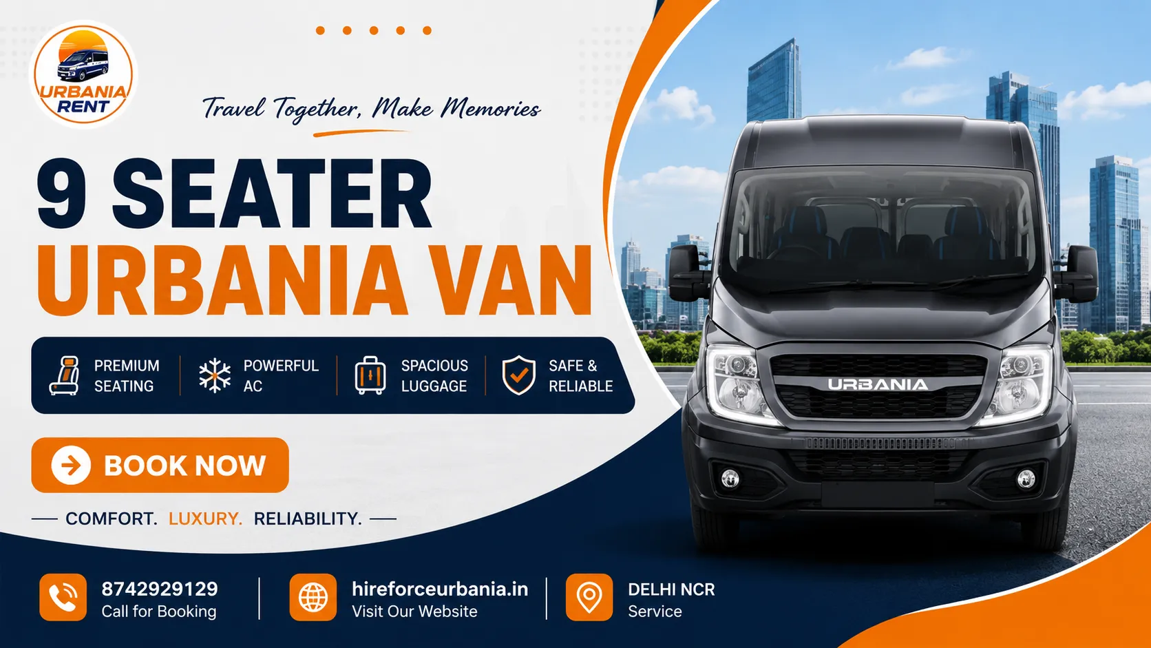 Hire 9 Seater Force Urbania in Delhi
