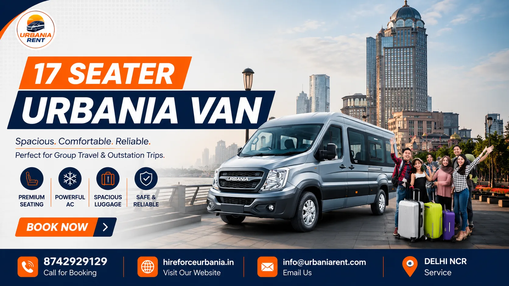 Book 17 Seater Force Urbania Delhi